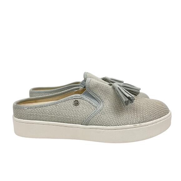 Spenco | 7D Celine Gray Textured Rafia Orthotic Clogs Slip On Shoes - Picture 4 of 13